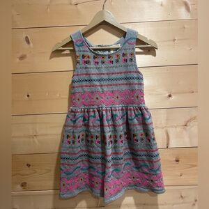 Peek Girl's Sleeveless Zipper Back Fit and Flare Dress in Grey W Embroidery S 8